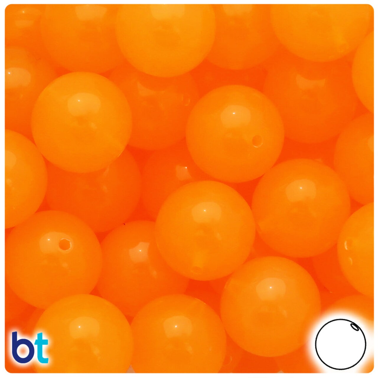 BeadTin Orange Translucent 20mm Round Plastic Craft Beads (10pcs)